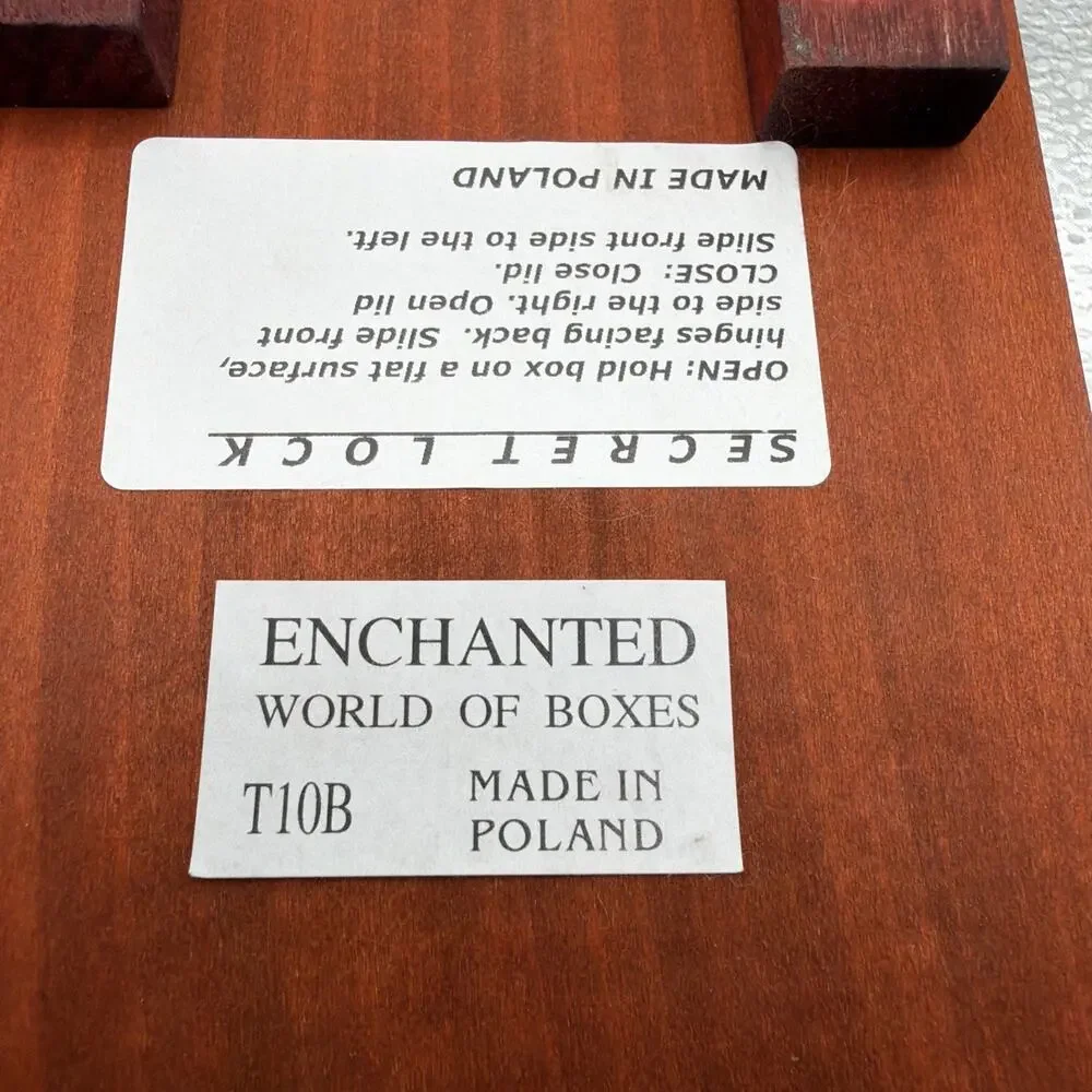 Polish Handmade Wood LION BOX Secret Opening Puzzle Box Trick Keepsake